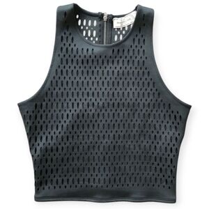 Abercrombie & Fitch Women Holey Black Sleeveless Lined Crop Top Tank XS